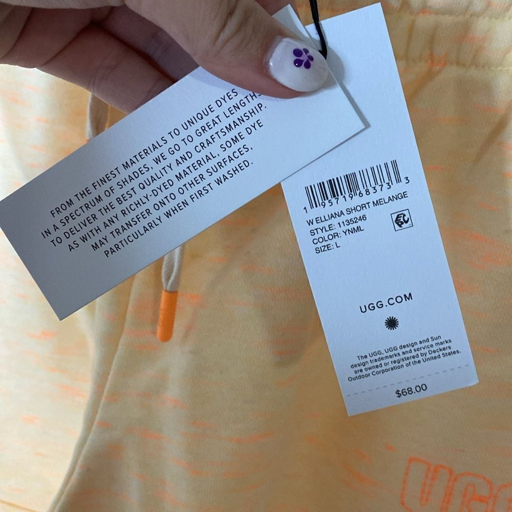 NWT- UGG-ELLIANA MELANGE FRENCH TERRY LOUNGE SHORTS IN NEON ORANGE- SIZE LARGE - Picture 9 of 9